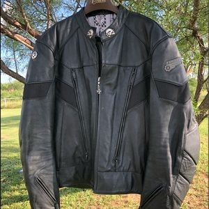 Men’s First Gear leather motorcycle jacket.